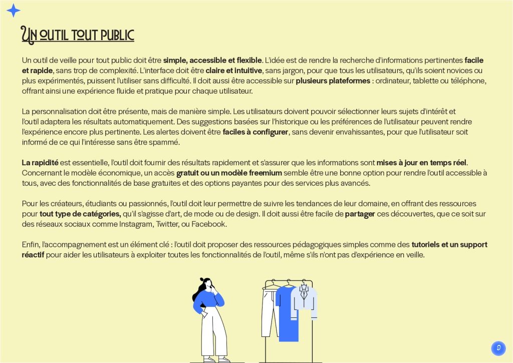 Slide du brief UX montrant un aperçu d'un document avec des points clés visuellement représentés.