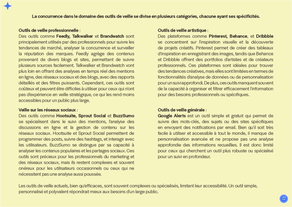 Slide du brief UX montrant un aperçu d'un document avec des points clés visuellement représentés.
