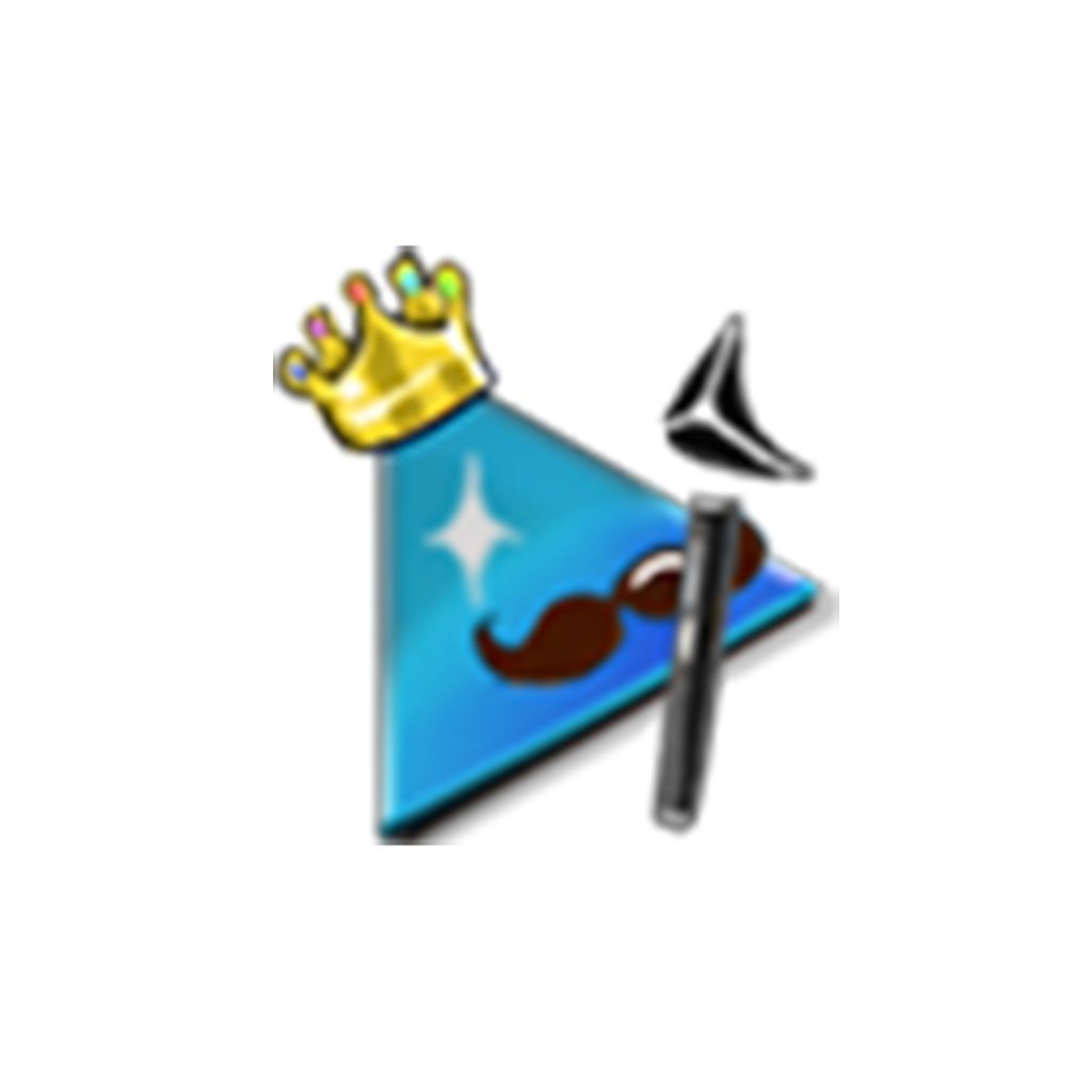Badge communautaire, bouton play couleur bleue avec un bâton royal et une couronne, sans la cape.