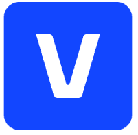 Logo du logiciel Sony Vegas. Lettre "V" en blanc sur fond bleu